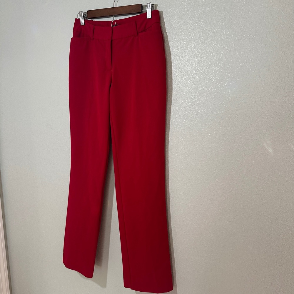 Worthington Red Curvy Perfect Trouser Dress Pants Size 2 Straight Leg Workwear